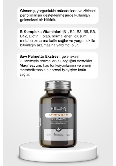 Men S Daily Multivitamin 60 Kapsül Red Ginseng, Likopen & Saw Palmetto İle Enerji Ve Güç Desteği