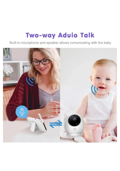 Crow's Tech Ct-lcd Ekranlı Gece Görüşlü Bebek Monitörü - Bebek Izleme Kamerası Oda Sıcaklığı Kontrollü Kablosuz Beyaz