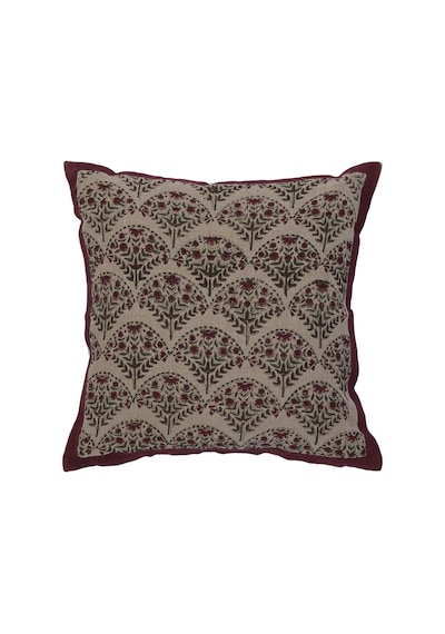 Yargıcı Çiçek Desenli Keten Pamuk Kare Yastık 50x50 Cm 26knht1008c St