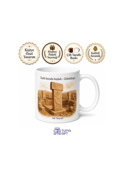 Göbeklitepe Tarihin Sıfır Noktası Şanlıurfa Arkeoloji Müzesi Haliliye Hatıra Kupa Bardak Hediye Beyaz / Çok Renkli