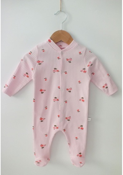 Bebe Wini Pembe Çiçekli 100 %pamuk Patikli Tulum Renkli