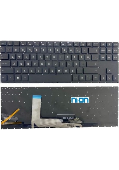 Nion Hp Omen 15-en1005nt 39c44ea,L88072-141 Uyumlu Notebook Klavye Siyah Beyaz Tuş baskılı Aydınlatmalı TR