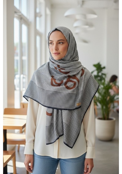 Deserto Fashion Saf İpek Twill Eşarp - Özel Tasarım Tok Duruşlu 90x90-1696 Çok Renkli