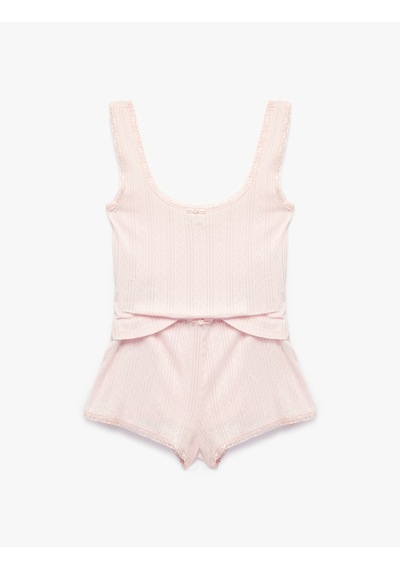 Koton Pamuklu Askılı Şortlu Pijama Takımı Pembe 6slk40182mk