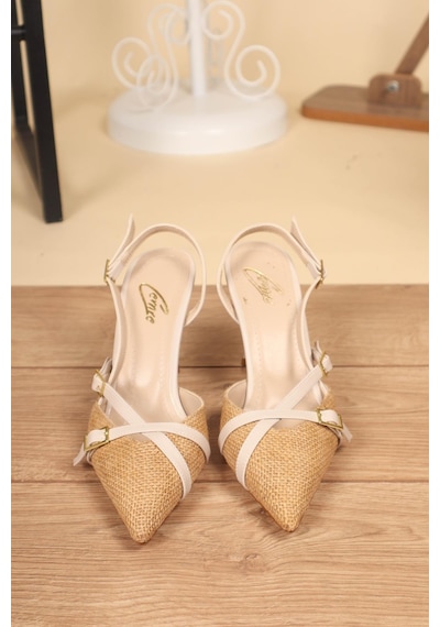 Birikon Garnili Hasır Stiletto Ten-ten Ten