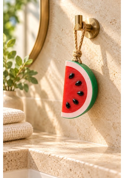 Dekoratif Kokulu Sabun & Peeling Etkili Asılabilir Dekoratif Banyo Sabunu & Karpuz Şekilli Katı Sabun 10,2x6x2 Cm - 937737650 Diğer