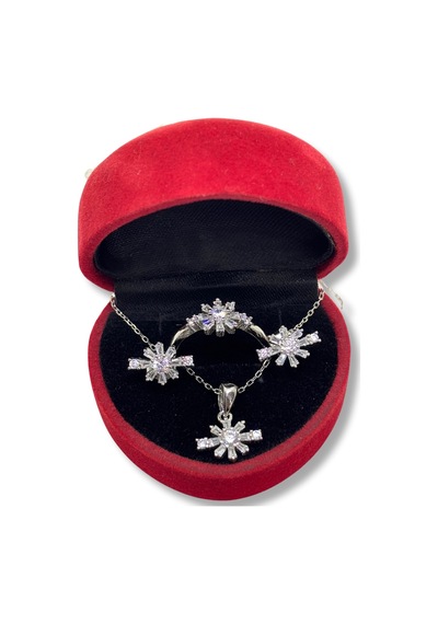Oya Silver Işıltılı Kar Tanesi Gümüş Set&takım