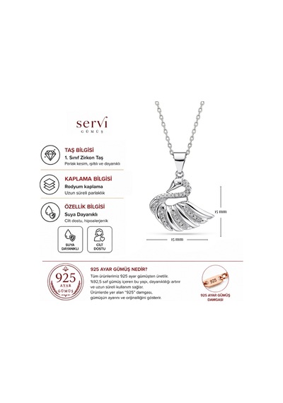 Servi 925 Ayar Gümüş Bella Swan Kolye-13