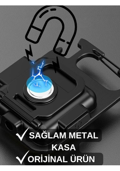 3 Adet Led Anahtarlıklı Metal Kasa El Feneri Cep Boy Cob 800mah Siyah