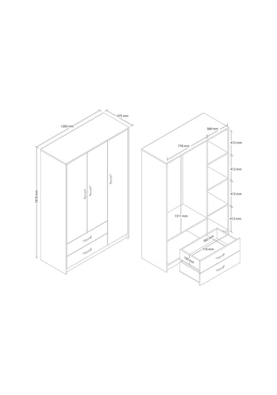 3506 GRANDE MODERN 3 KAPILI GARDROP SEPET
