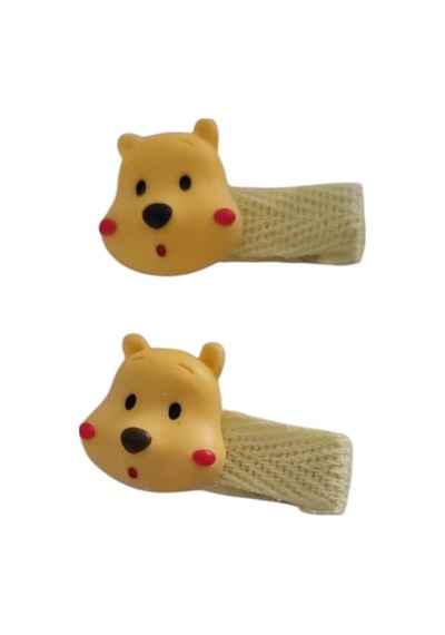 Sevimli Ayıcık Figürlü Çocuk Saç Tokası 2'li Set Çok Renkli