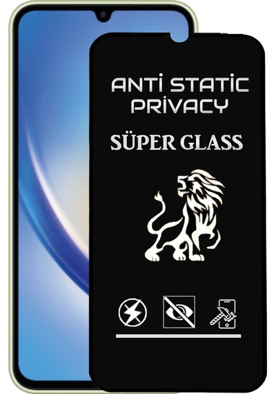Samsung Galaxy Uyumlu A34 Tam Kaplayan Anti Statik Görünmez Safir Ekran Koruyucu Hayalet Cam