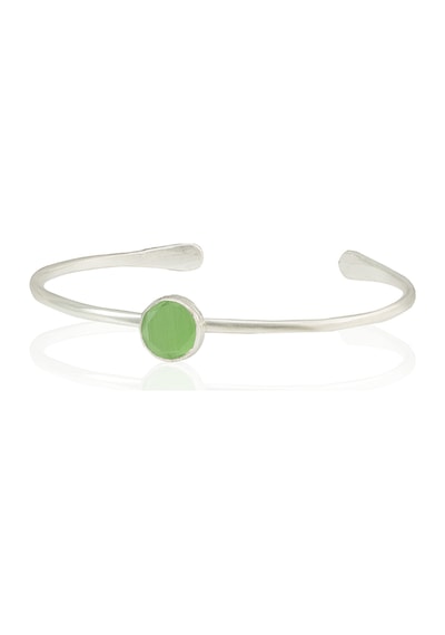 Kadir Jewellery Zirkon Taşlı Ayarlanabilir 925 Ayar Gümüş Kaplama Bilezik Yeşil