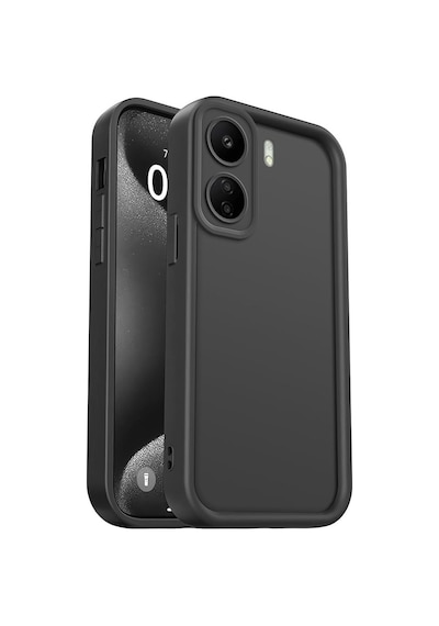 Fibaks Redmi 13c-poco C65 Uyumlu Kılıf Kamera Korumalı Yumuşak Dokulu Darbe Emici Siyah Silikon Kapak