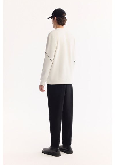Avva Erkek Ekru Bisiklet Yaka Pamuklu Bi-stretch Baskılı Regular Fit Sweatshirt A52y1258