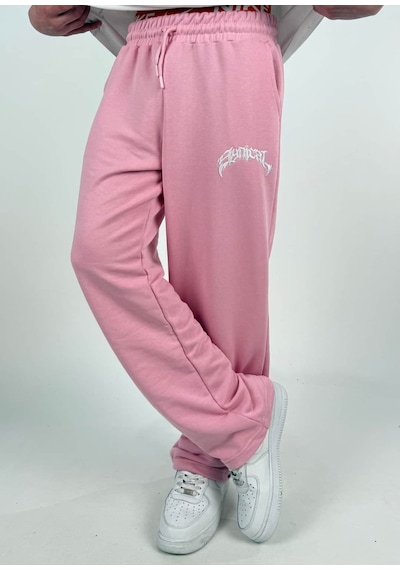Zaee Syncl Yazlık Nakışlı Ayarlanabilir Baggy Eşofman Altı Pembe