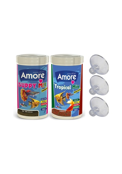 Guppy Tropikal Mix Granules Balık Yemi ve Hava Hortumu Vantuzu