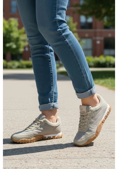 In Step Muxa Unisex Bej Sneaker - Hafif Ve Esnek Günlük Ayakkabı - Kaymaz Taban