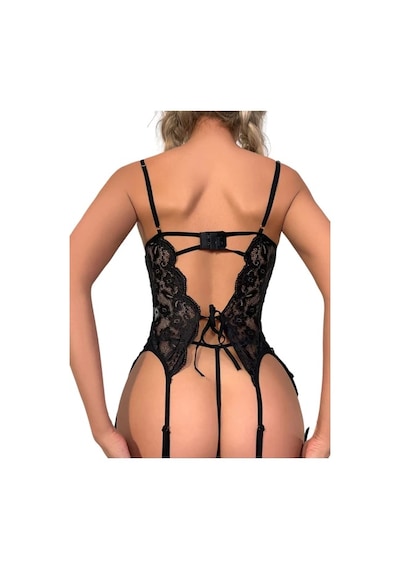 New Dreams Modern Dantelli Şık Elegant Tasarım Siyah Jartiyer Gecelik Set Siyah New Dreams Modern Dantelli Şık Elegant Tasarım Siyah Jartiyer Gecelik Set Siyah