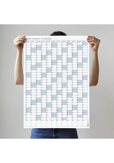 2027 Yıllık Planlayıcı Poster Takvim, Mavi Planlayıcı Takvim, Okul Takvimi, Duvar Takvimi