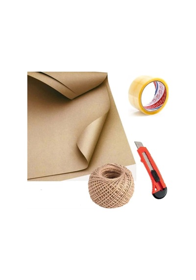 Çeyiz Kağıdı 10 Adet 70x100 Kraft Kağıdı + 1 Adet Jüt İp + 1 Adet Maket Bıçağı + 1 Adet Koli Bandı