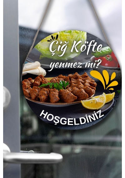 Çiğ Köfte Salonu Için Duvar, Kapı, Çift Taraflı Askılı Pano Karşılama Tabelası, Restoran Süs Dekor