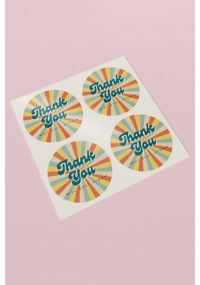 Thank You Botanik Desenli Kargo Paket Sticker Etiketi 3x3cm St2060 Çok Renkli