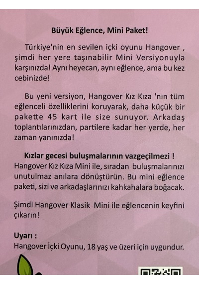 Hangover Kız Kıza Mini İçki Kart Oyunu