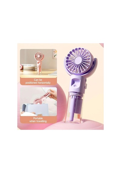 El Tipi Sulu Buharlı Fan Şarjlı Vantilatör Mini Masaüstü El Fan Taşınabilir 3 Kademeli Usb Pervane Mor - 710323651