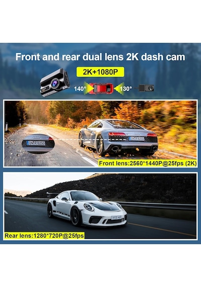 Tr 4k + 2k Çift Kameralı Dash Cam Gps Konum Ve Hız Takibi Wi-fi Bağlantılı Süper Gece Görüşlü Yol Kayıt