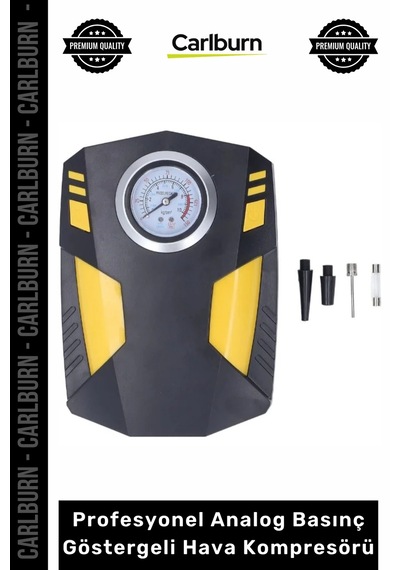 Özel Üretim Oto 12v Çakmaklık Girişli Güçlü Led Fenerli Profesyonel Analog Basınç Göstergeli Hava Ko