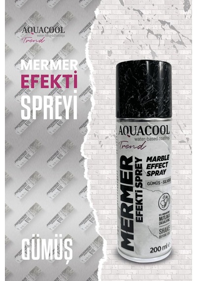 Aquacool Trend Mermer Efekt Spreyi 200ml Gümüş 0.2 KG