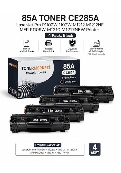 Hp Laserjet Pro P1102w . Toner Çipli Ce285a 4'lü 1.600 Sayfa-kaliteli
