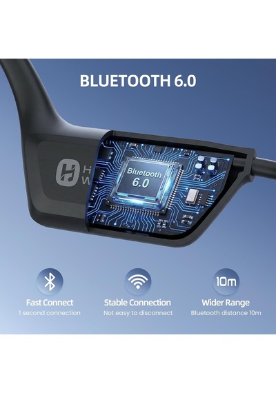 Kemik İletimli Kulaklıklar Kablosuz Bluetooth 6.0, Ipx5 Ter Dayanıklı Açık Kulak Kulaklığı, 18 Saat Çalma Sür