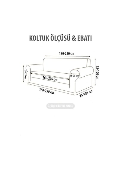 Pelüş 3 Kişilik Welsoft Kanepe Örtüsü / Lastikli Koltuk Örtüsü /çekyat Örtüsü/ Koltuk Kılıfı Gri Diğer