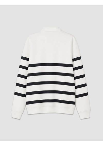 Lcw Vision Beyaz Polo Yaka Çizgili Erkek Sweatshirt