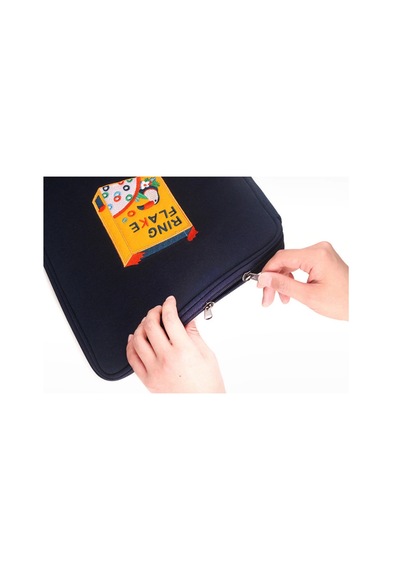 Çanta Organizer Taşıma Kılıfı - Ring Flake İşlemeli Fermuarlı Lacivert Çok Bölmeli Diğer