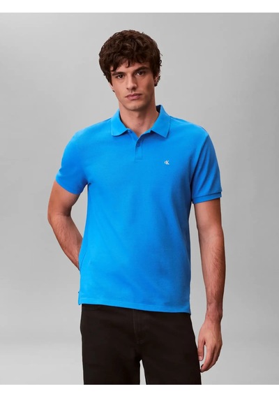 Calvin Klein Ss Monogram Pıque Po, Cfm, S Mavi Erkek Polo T-shirt