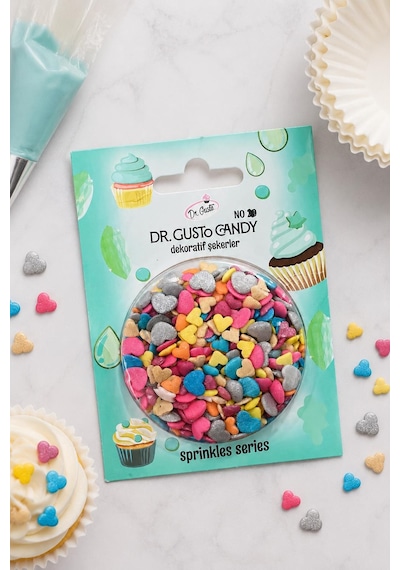 Dr. Gusto Candy Minik Kalp Karışık Renkli Pasta Süsleme Şekeri