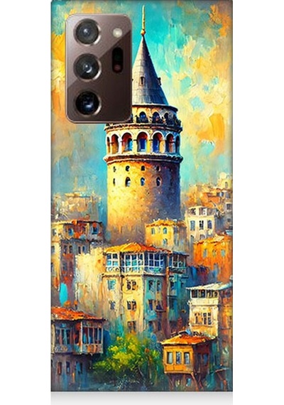 Samsung Galaxy Note 20 Ultra Uyumlu Galata Da Renkli Işıklar Desenli Silikon Kılıf Çok Renkli