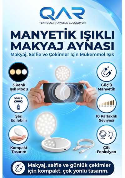 Aynalı Klipsli Led Telefon Selfie Işığı Video Çekim Canlı Yayın Ve Görüntülü Görüşme Aydınlatması