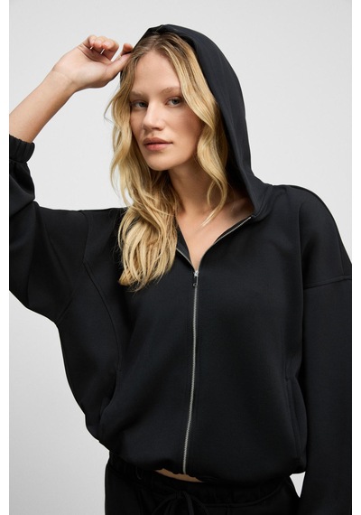 Grımelange Amoura Kadın Yumuşak Ve Esnek Kumaşlı Kapüşonlu Fermuarlı Uzun Kollu Siyah Sweatshirt Siyah Grımelange Amoura Kadın Yumuşak Ve Esnek Kumaşlı Kapüşonlu Fermuarlı Uzun Kollu Siyah Sweatshirt Siyah