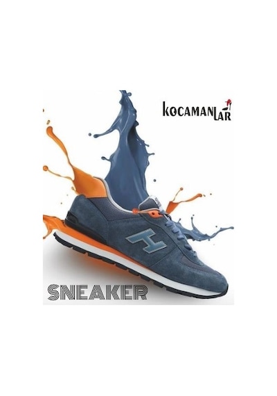 Hammer Jack 102 19250- Mavi-turuncu %100 Hakiki Deri Erkek Spor Ayakkabı Mavi