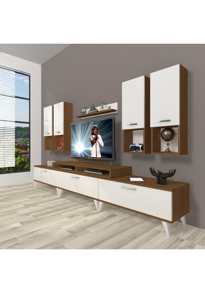 Decoraktiv Ekoflex 8da Mdf Retro Tv Ünitesi Tv Sehpası - Ceviz Beyaz Ahşap - Beyaz Decoraktiv Ekoflex 8da Mdf Retro Tv Ünitesi Tv Sehpası - Ceviz Beyaz Ahşap - Beyaz