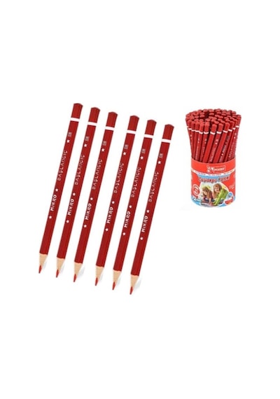 Mikro Kırmızı Jumbo Üçgen Ilk Kalemim Kırmızı Kalın Kurşun Kalem 6 Adet