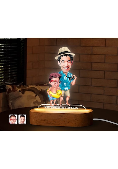 Bk Gift Kişiye Özel Baba-oğul Karikatürlü Dekoratif 3d Biblo Led Işıklı Gece Lambası-11, Babaya Hediye, Babalar Günü Hediyeleri Kobitmeyen138263 Bk Gi