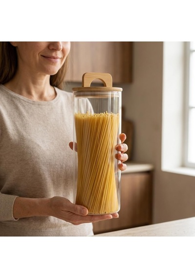 Bambu Kapaklı Yuvarlak Borosilikat Cam Kavanoz 1500 Ml, 10 25 Cm, Contalı Kulplu Şeffaf Spagetti Makarna Ve Kuru Gıda Saklama Kabı Çok Renkli Bambu Kapaklı Yuvarlak Borosilikat Cam Kavanoz 1500 Ml, 10 25 Cm, Contalı Kulplu Şeffaf Spagetti Makarna Ve Kuru Gıda Saklama Kabı Çok Renkli