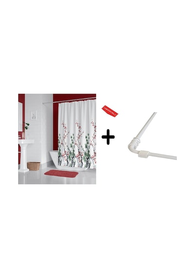 Banyo Perdesi 7766 1x180x200, Perde Borusu Askı Aparatı Köşe Boru Beyaz Hediyeli, Duş Perdesi Seti Çok Renkli
