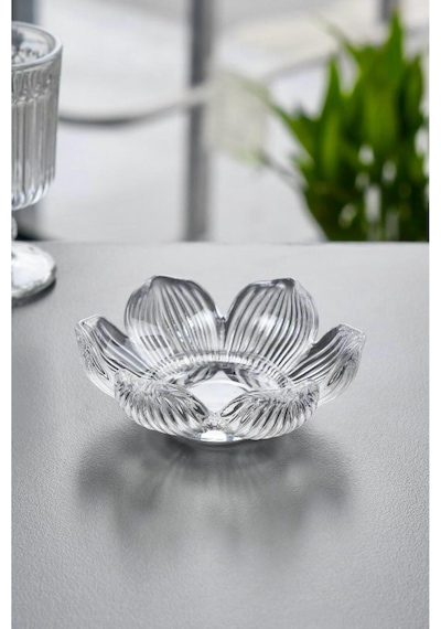 6 Lı Lotus Çiçeği Kahve Yanı Sunumluk Çizgili Origami Lokumluk Şekerlik Drajelik - Beyaz Beyaz