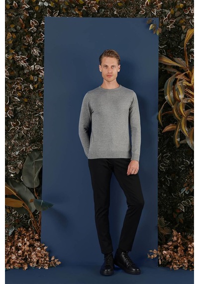 Efor Tr 858 Slim Fit Gri Klasik Triko Gri